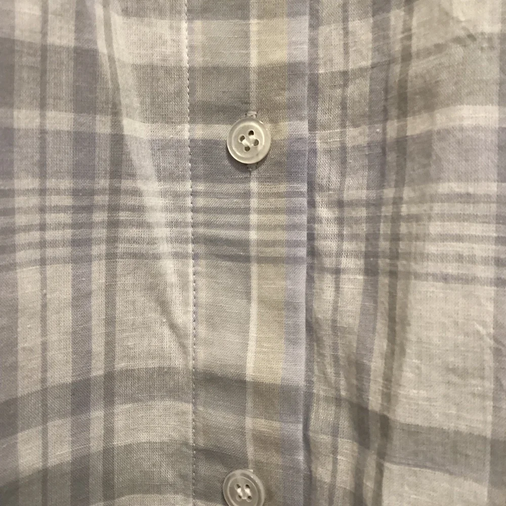 Theory Plaid Cotton & Linen Button-Up Shirt, size L - Picture 4 of 11